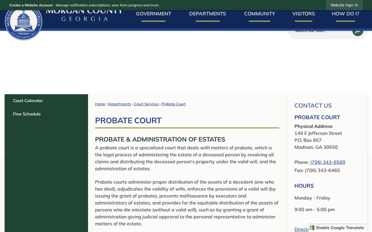 Morgan County Probate Court route for a Buckhead traffic citation