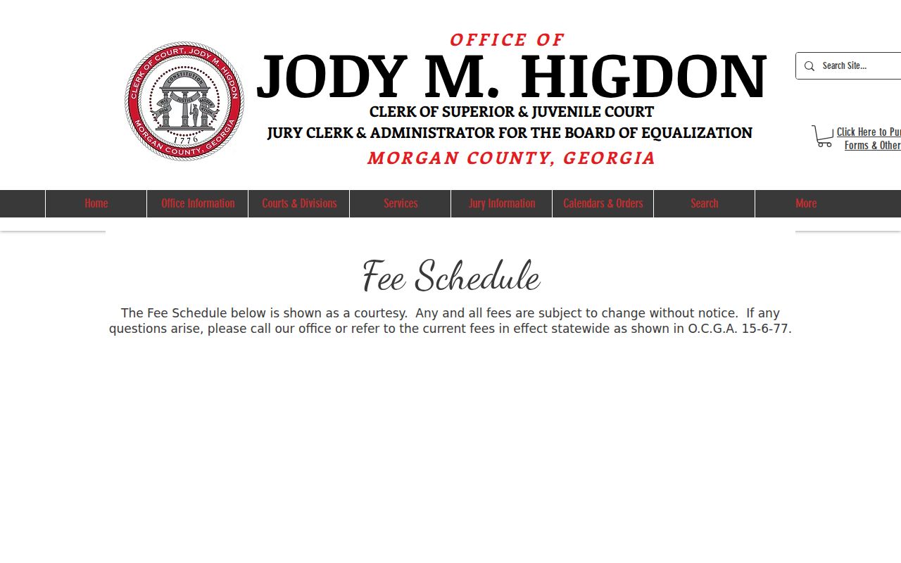 Morgan County case search clerk fee information