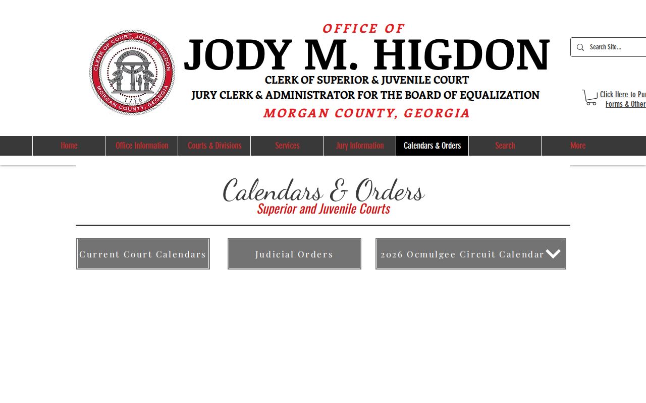 Morgan County court calendar and judicial orders hub