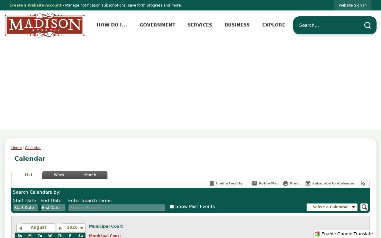 Morgan County court calendar search for Madison Municipal Court