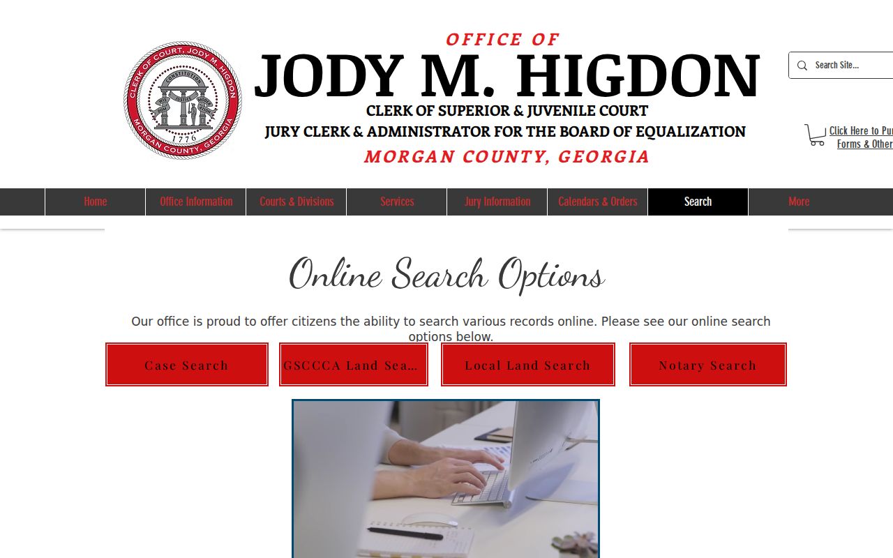 Morgan County clerk Case Search landing page for criminal dockets