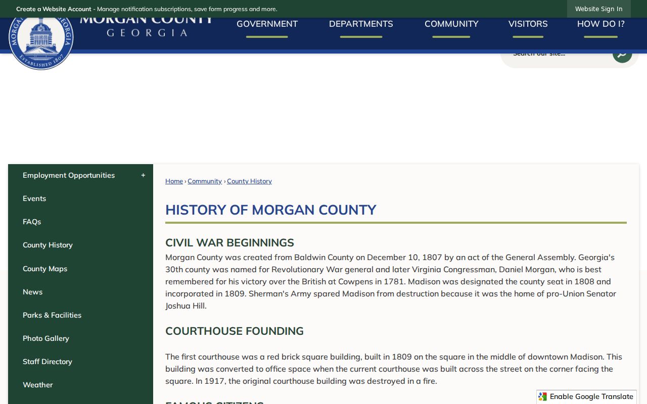 Morgan County history and courthouse context in Madison