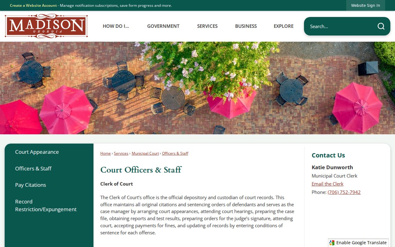 Madison court docket municipal clerk and record custodian