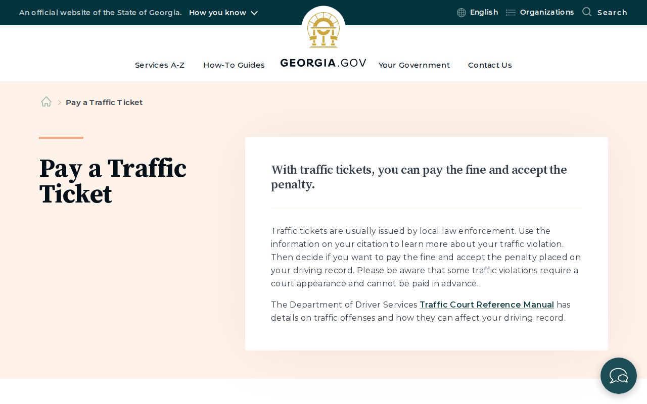 Georgia official traffic ticket payment and court appearance guidance